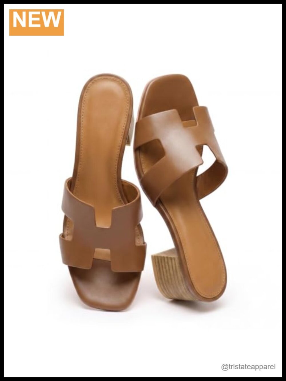 Women's Low Block Heel Square Toe Slip On Sandals Cutout Strap Slide